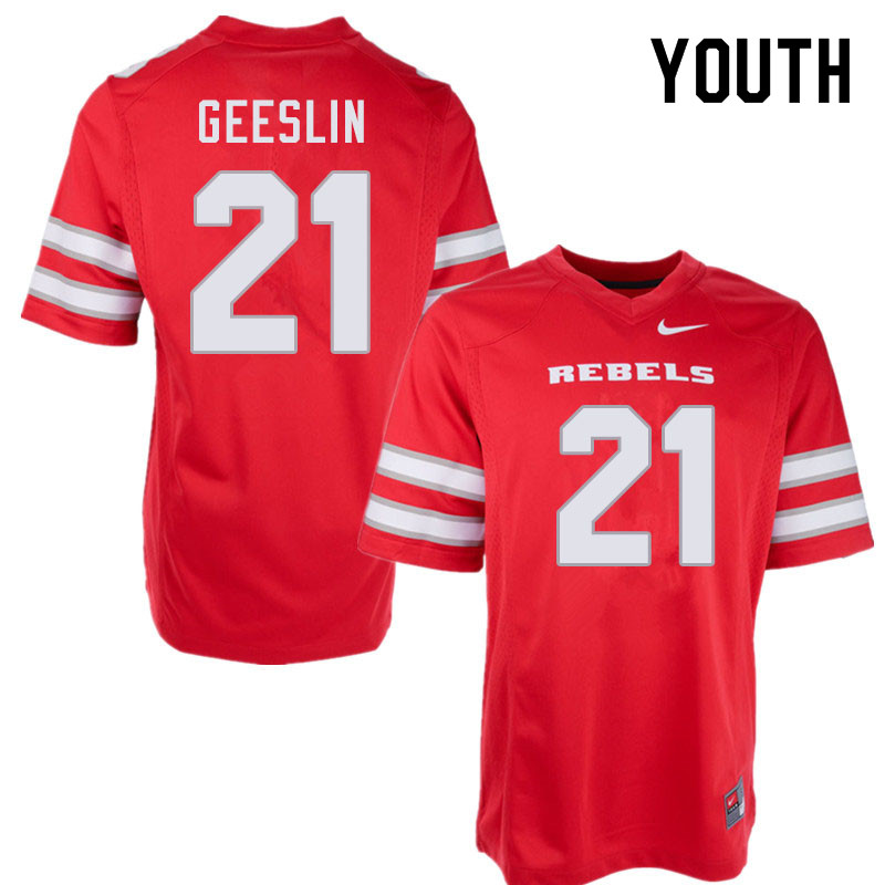 Youth #21 Tiger Geeslin UNLV Rebels College Football Jerseys Sale-Red